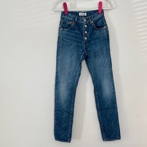 Balenciaga Logo Print High Rise Jeans